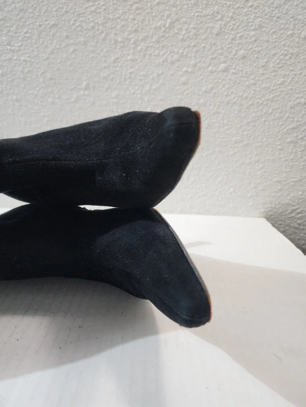 Vintage Bebe Black Suede Knee High Boots Y2K Pointed Toe Stiletto Spain Size 7.5